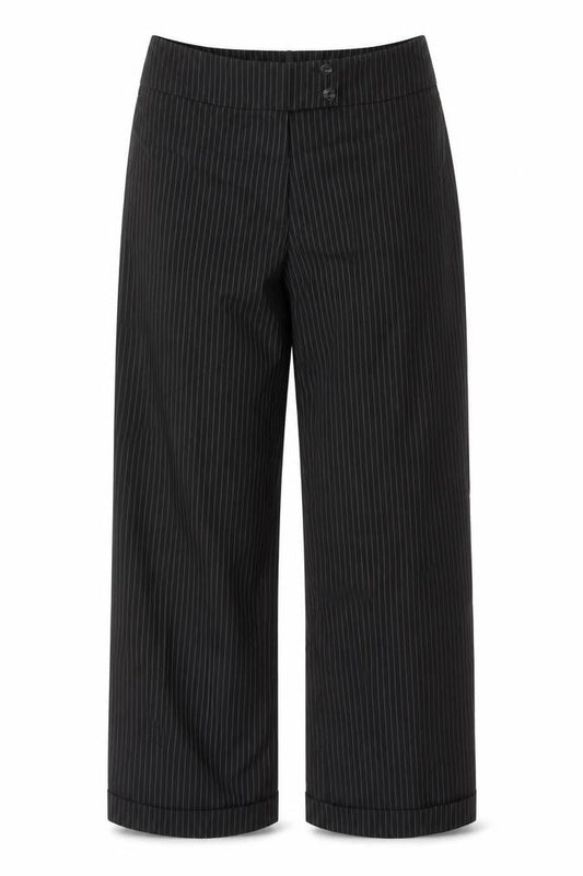 Preworn Womens Black Striped  Trousers  Size 12 L28 in
