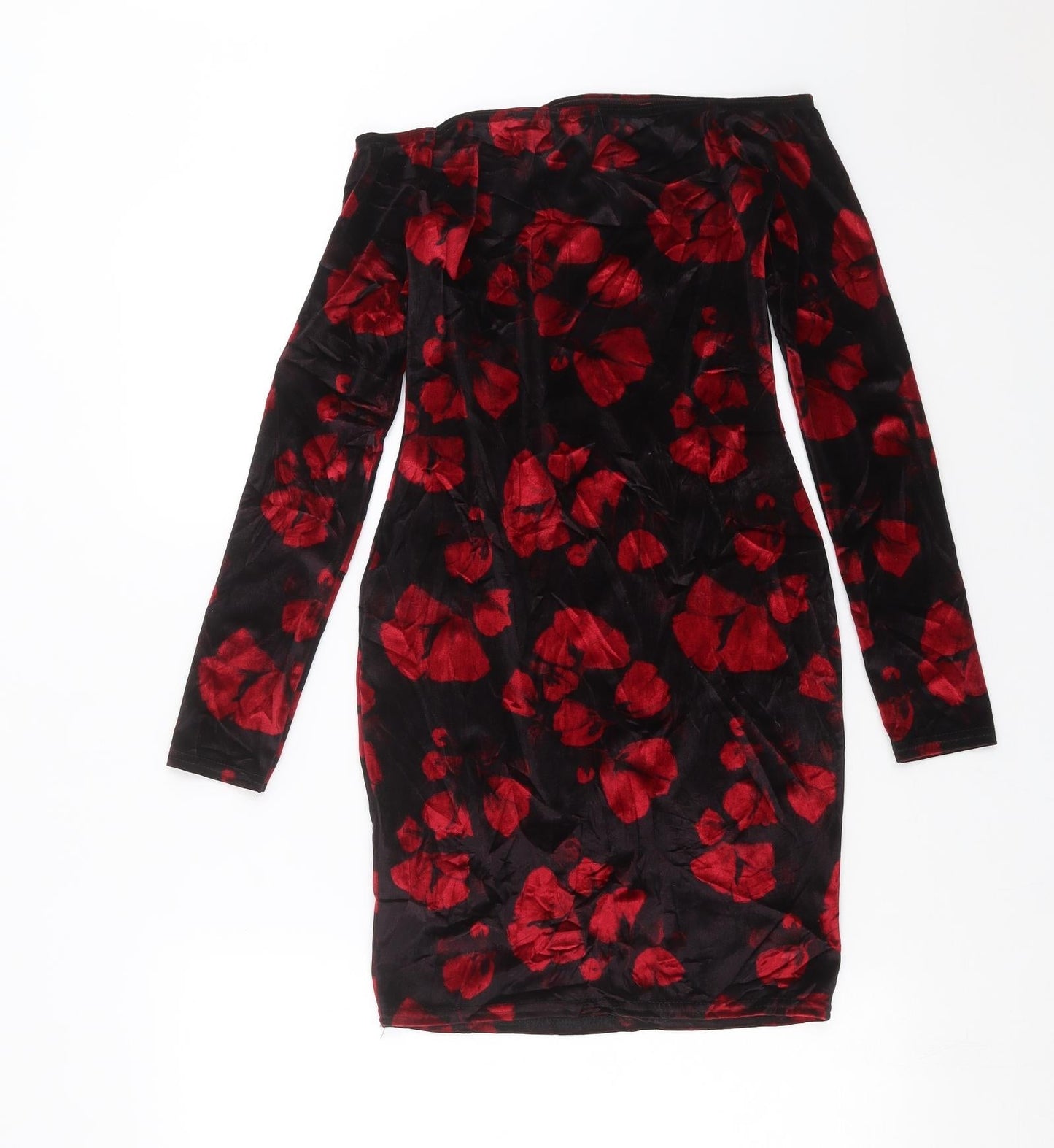 Boohoo Womens Black Floral  Mini  Size 8