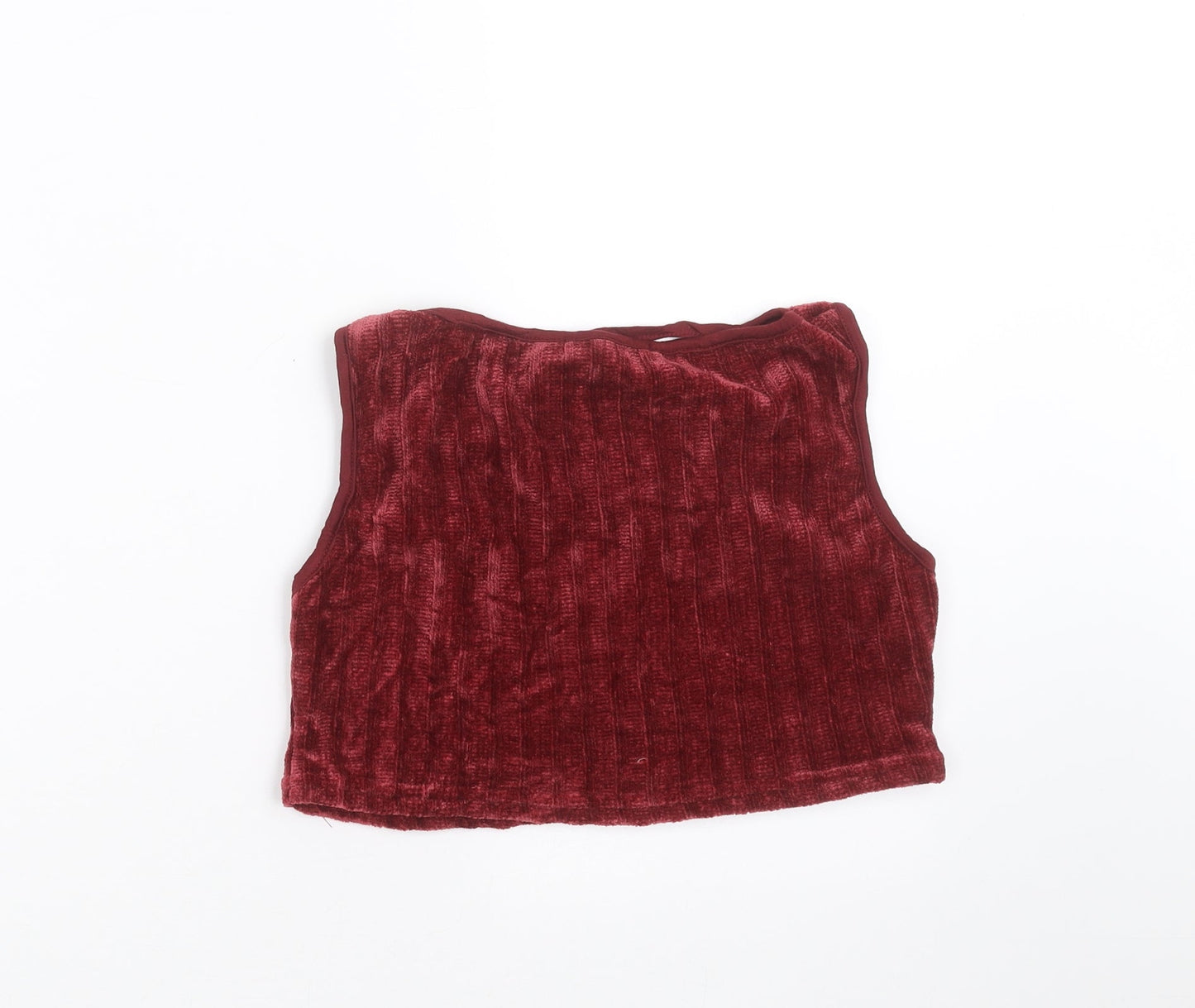 Misspap Womens Red Striped  Cropped T-Shirt Size 8