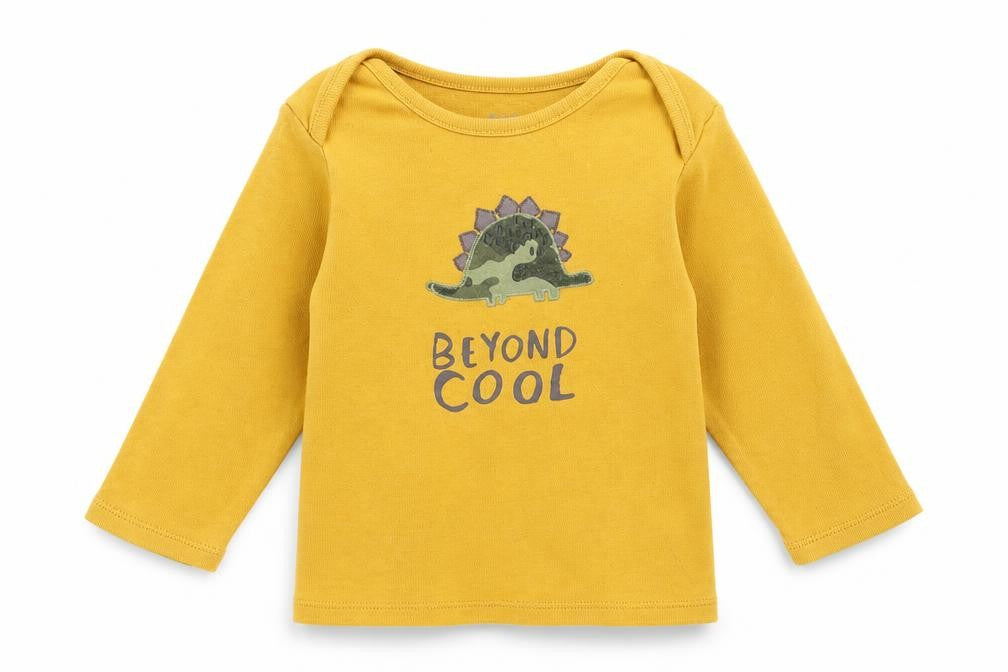 F&F Baby Yellow   Basic T-Shirt Size 9-12 Months  - dinosaur
