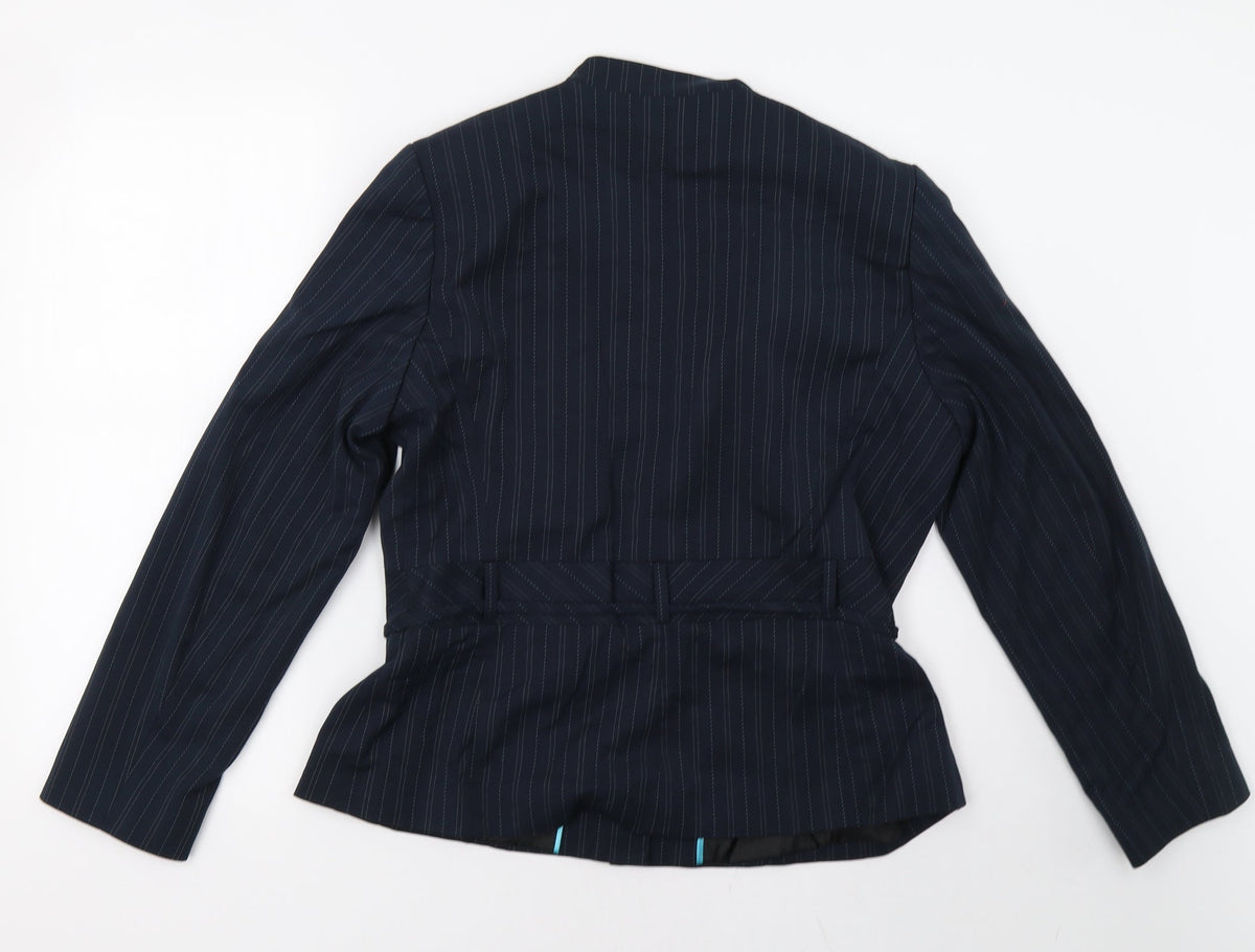 fliss Womens Blue Striped  Jacket Blazer Size 14