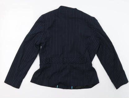 fliss Womens Blue Striped  Jacket Blazer Size 14