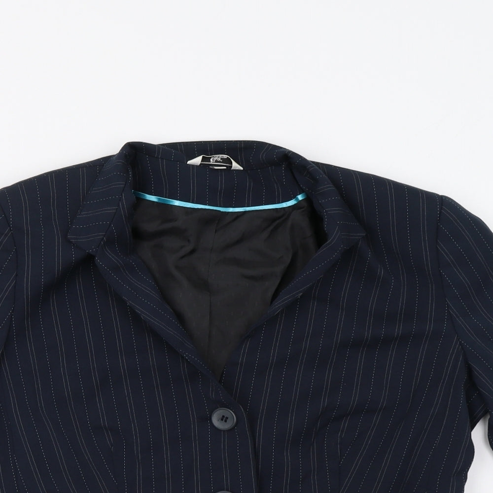 fliss Womens Blue Striped  Jacket Blazer Size 14