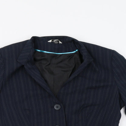 fliss Womens Blue Striped  Jacket Blazer Size 14