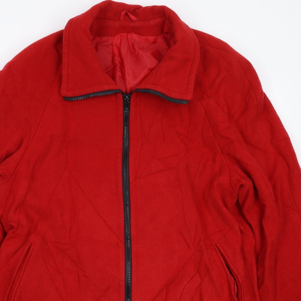 Classic Woman Womens Red   Pea Coat Coat Size 14