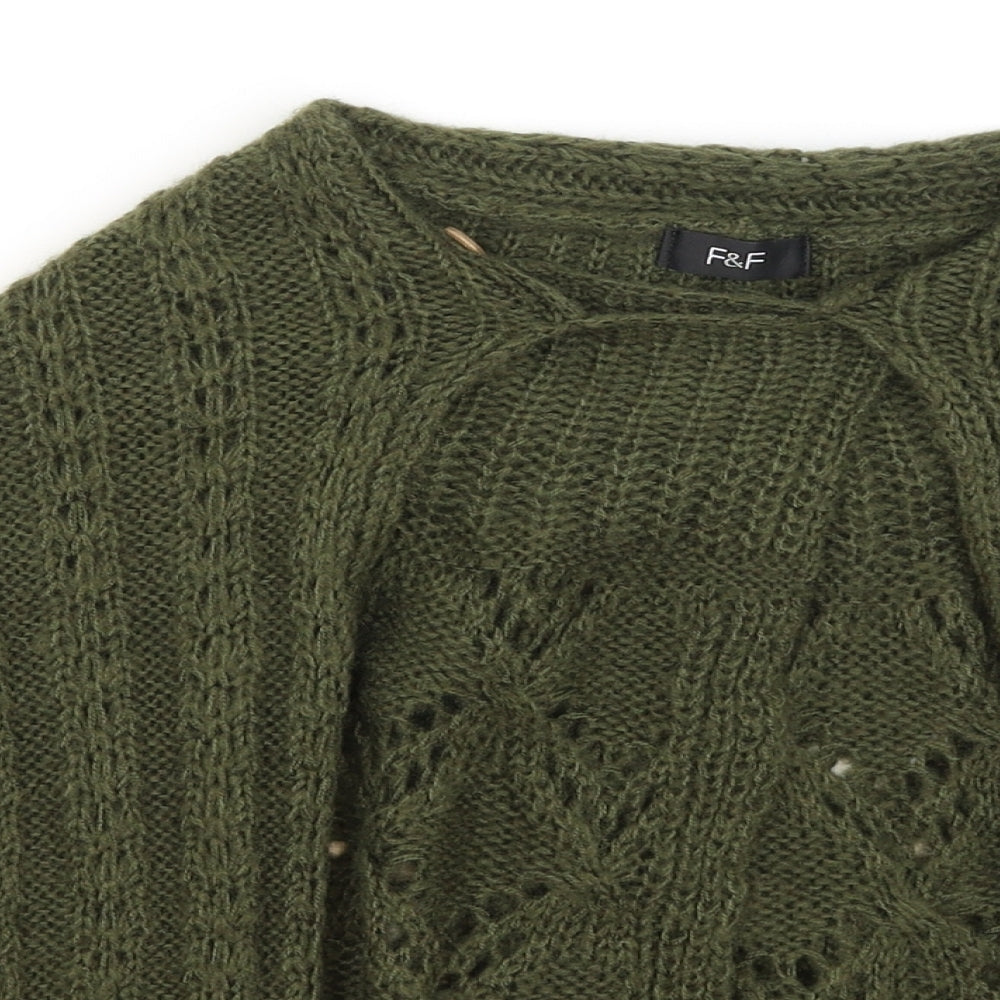 F&F Girls Green   Shrug Jumper Size 7-8 Years