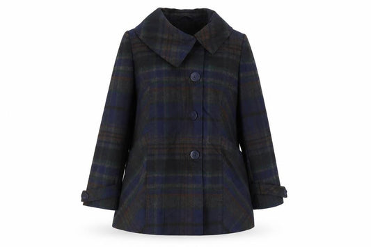 F&F Womens Blue Plaid  Overcoat Coat Size 10
