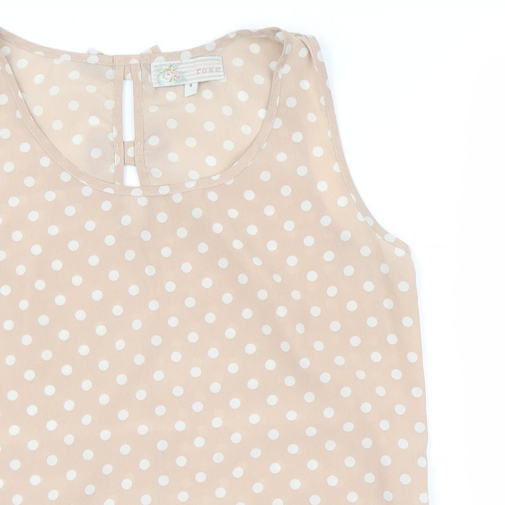 Cameo Rose Womens Pink Polka Dot  Basic Tank Size 8