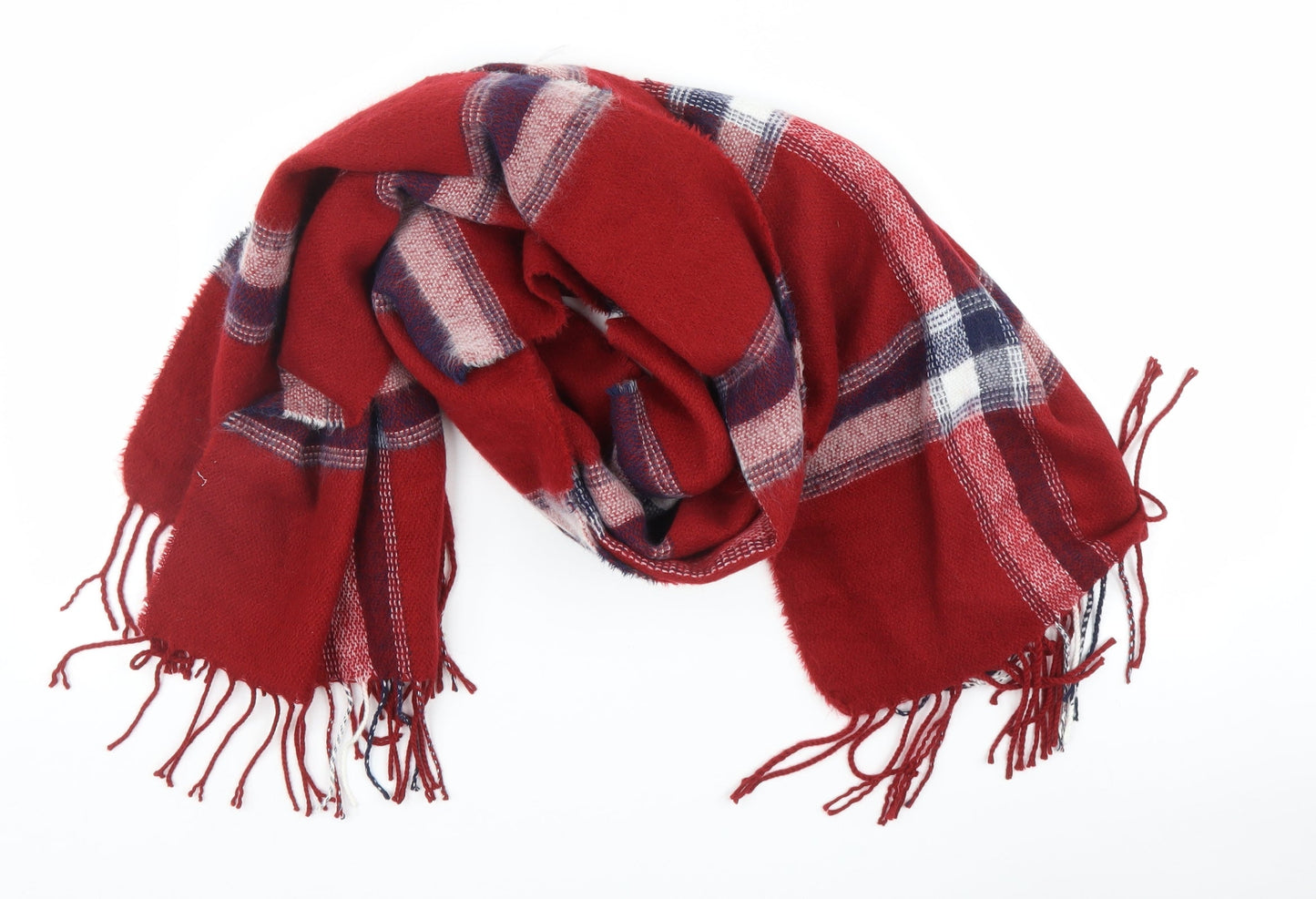 Preworn Unisex Red Check   Scarf