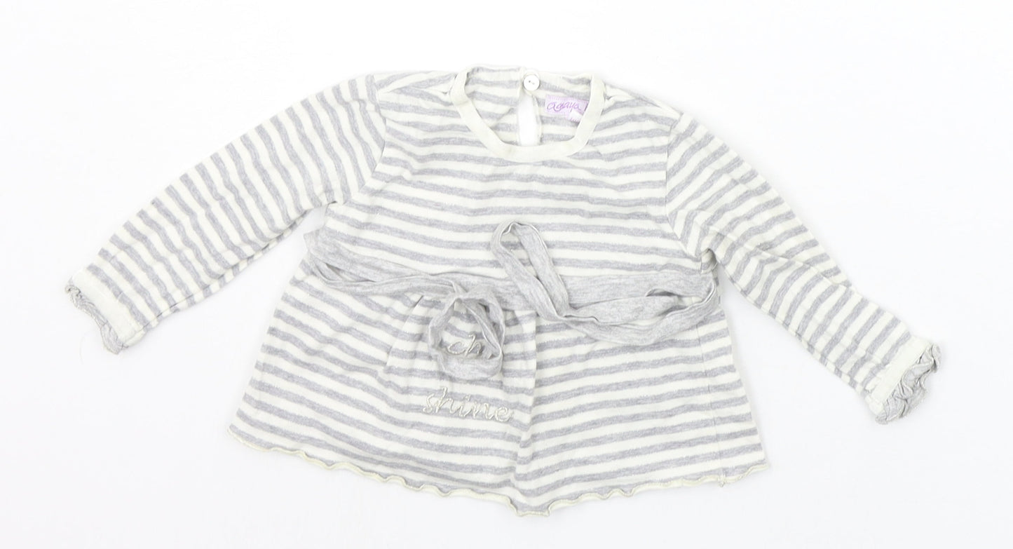 garaya bebe Baby Grey Striped  Basic T-Shirt Size 6-9 Months