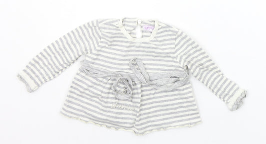 garaya bebe Baby Grey Striped  Basic T-Shirt Size 6-9 Months