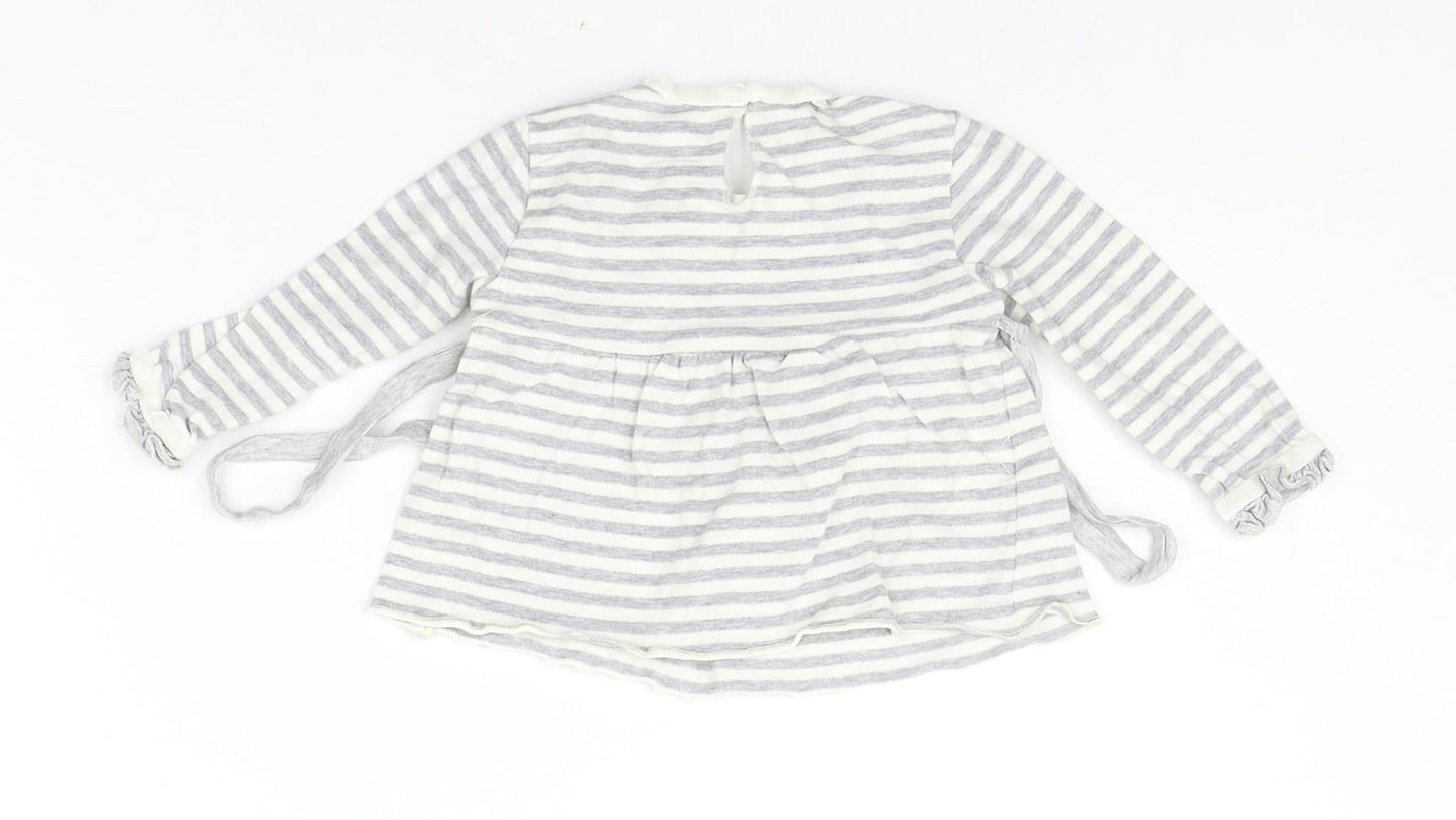 garaya bebe Baby Grey Striped  Basic T-Shirt Size 6-9 Months