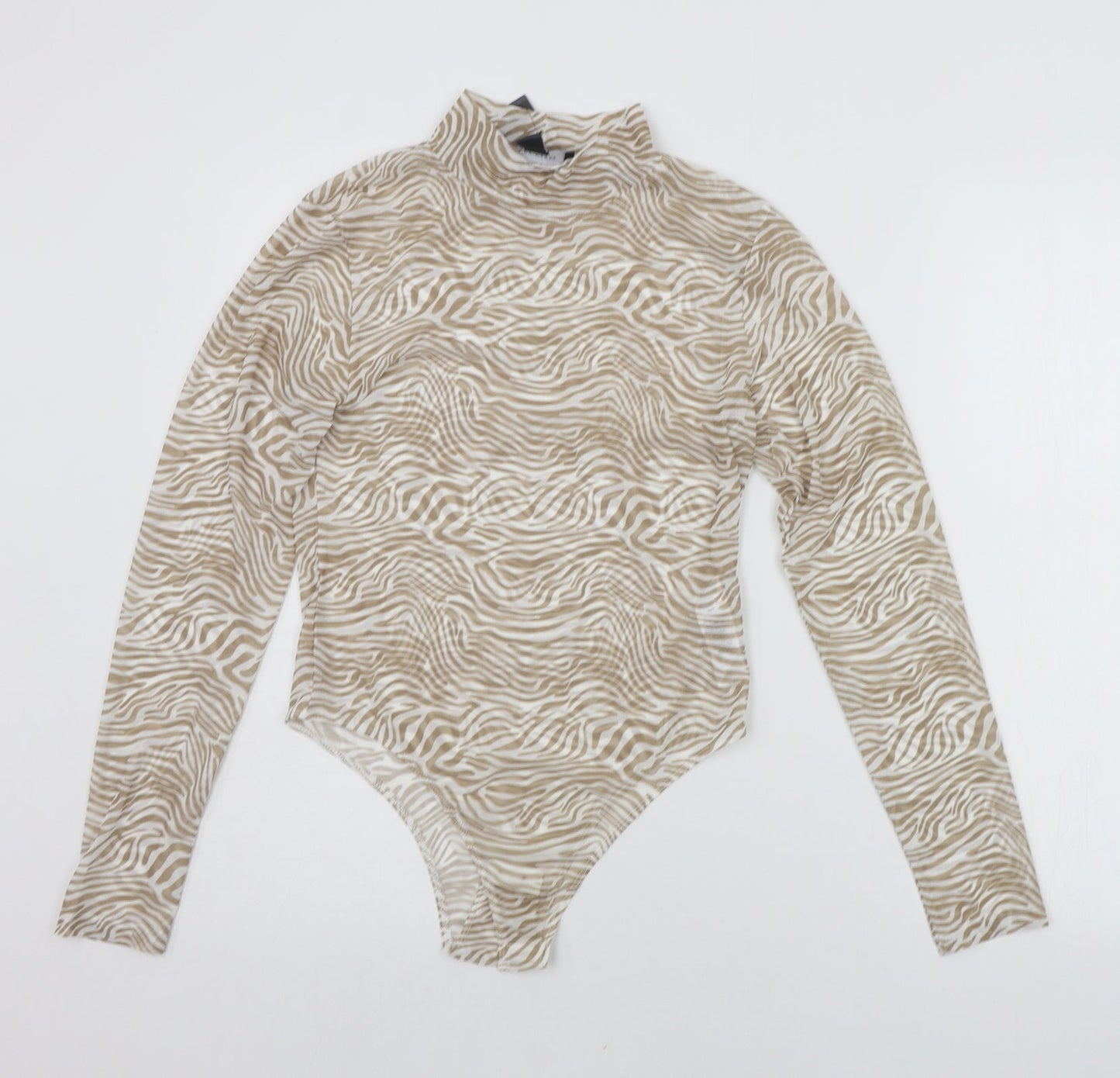 Primark Womens Beige Animal Print  Bodysuit One-Piece Size S