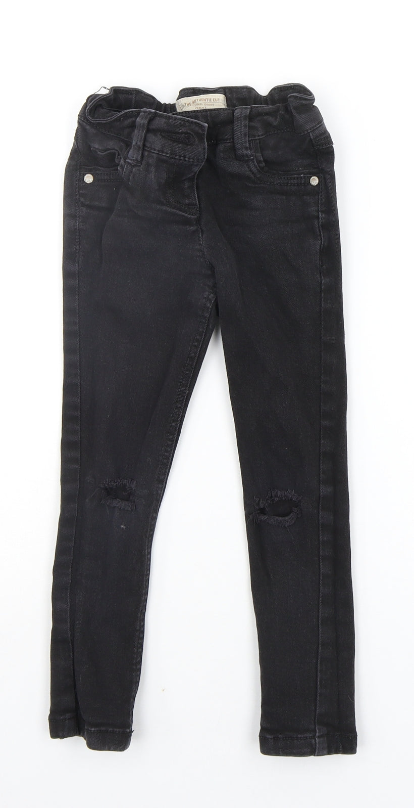 NEXT Girls Beige Ikat  Straight Jeans Size 5 Years - DISTRESSED
