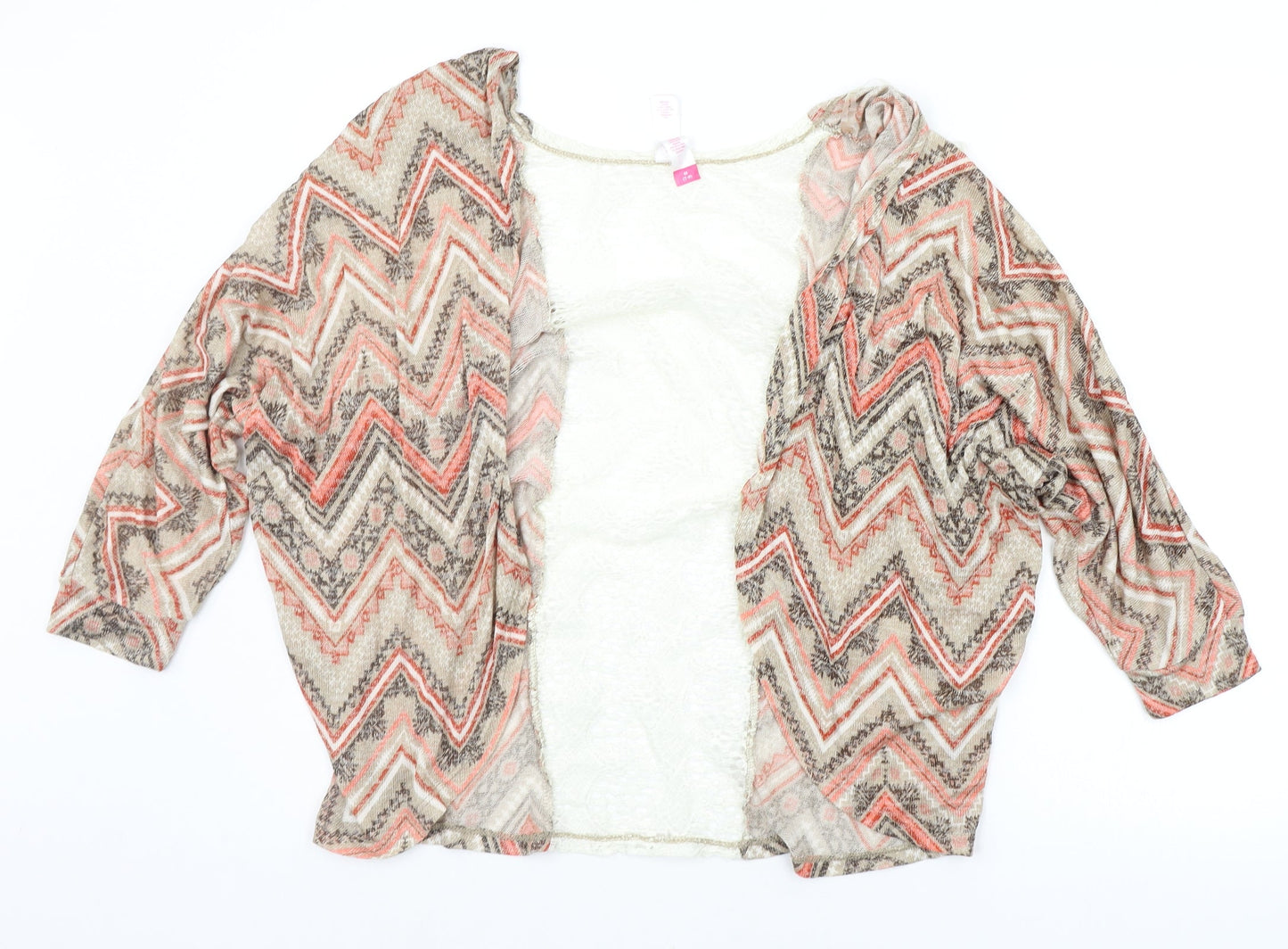 No Boundaries Womens Beige Geometric  Cardigan Jumper Size M