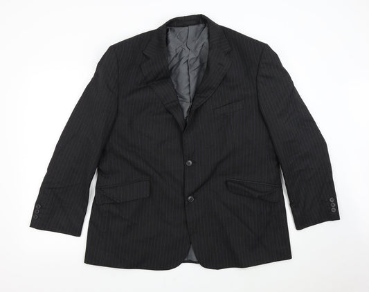 M&S Mens Grey Striped  Jacket Suit Jacket Size 44