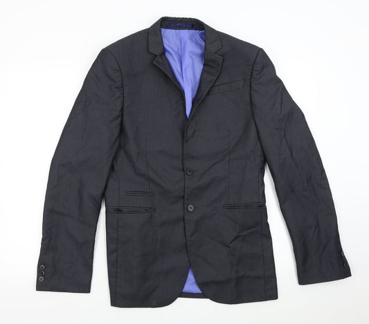 M&S Mens Grey Striped  Jacket Suit Jacket Size 36  - 36 Long