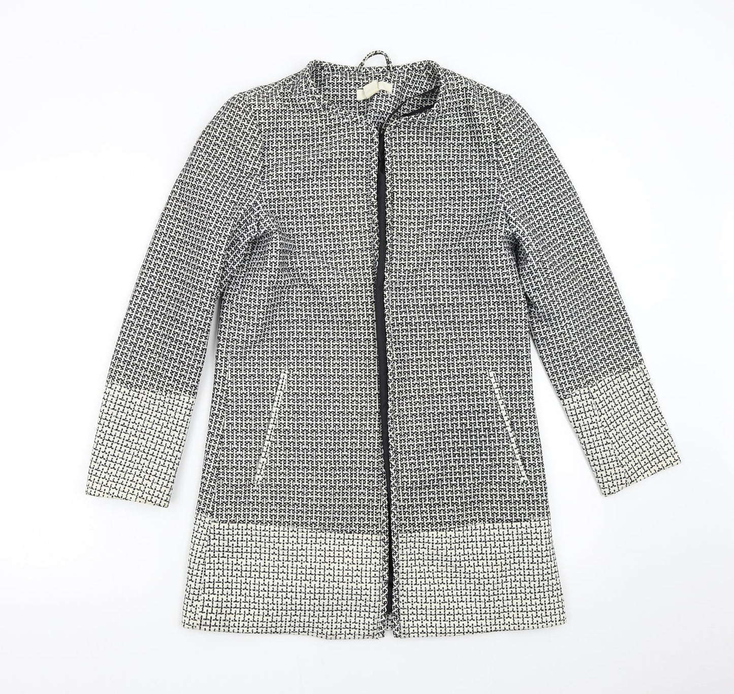 H&M Womens Grey Geometric  Overcoat Coat Size 6