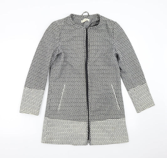 H&M Womens Grey Geometric  Overcoat Coat Size 6