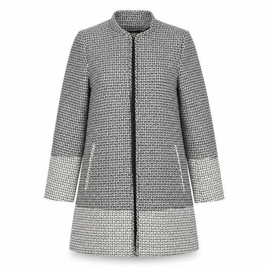 H&M Womens Grey Geometric  Overcoat Coat Size 6