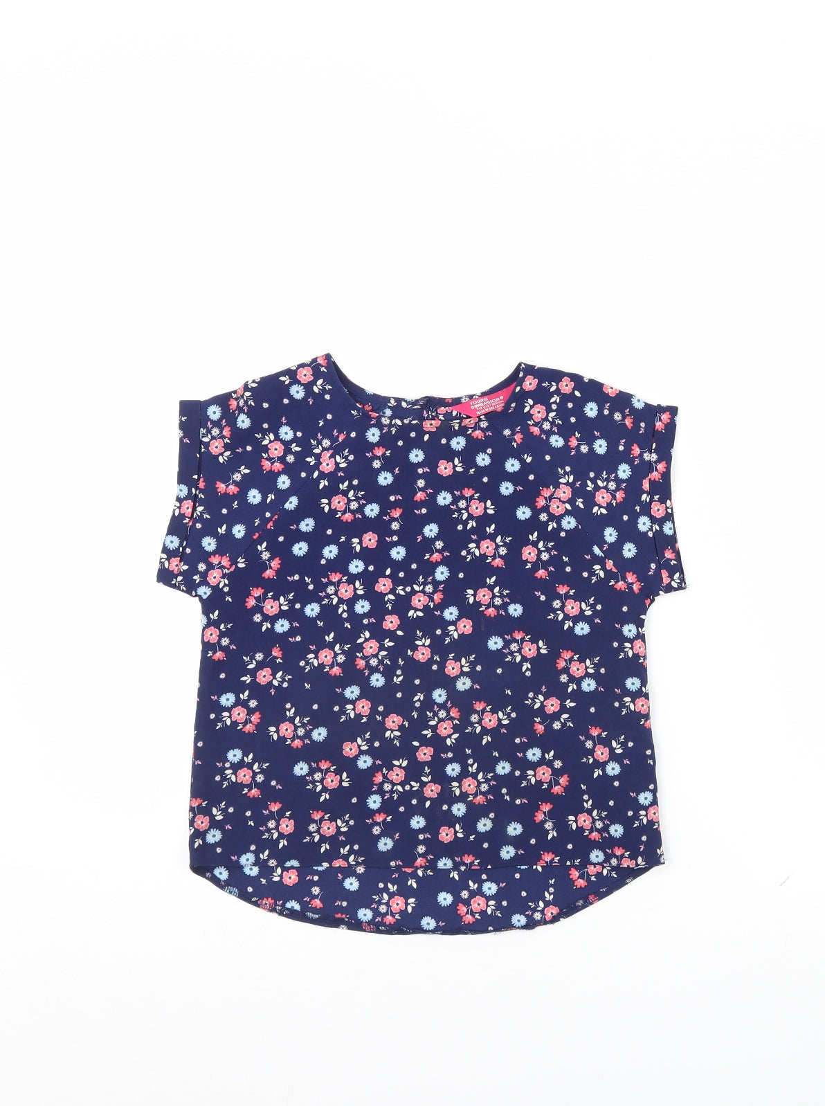 Young Dimension Girls Blue Floral  Basic Blouse Size 7 Years