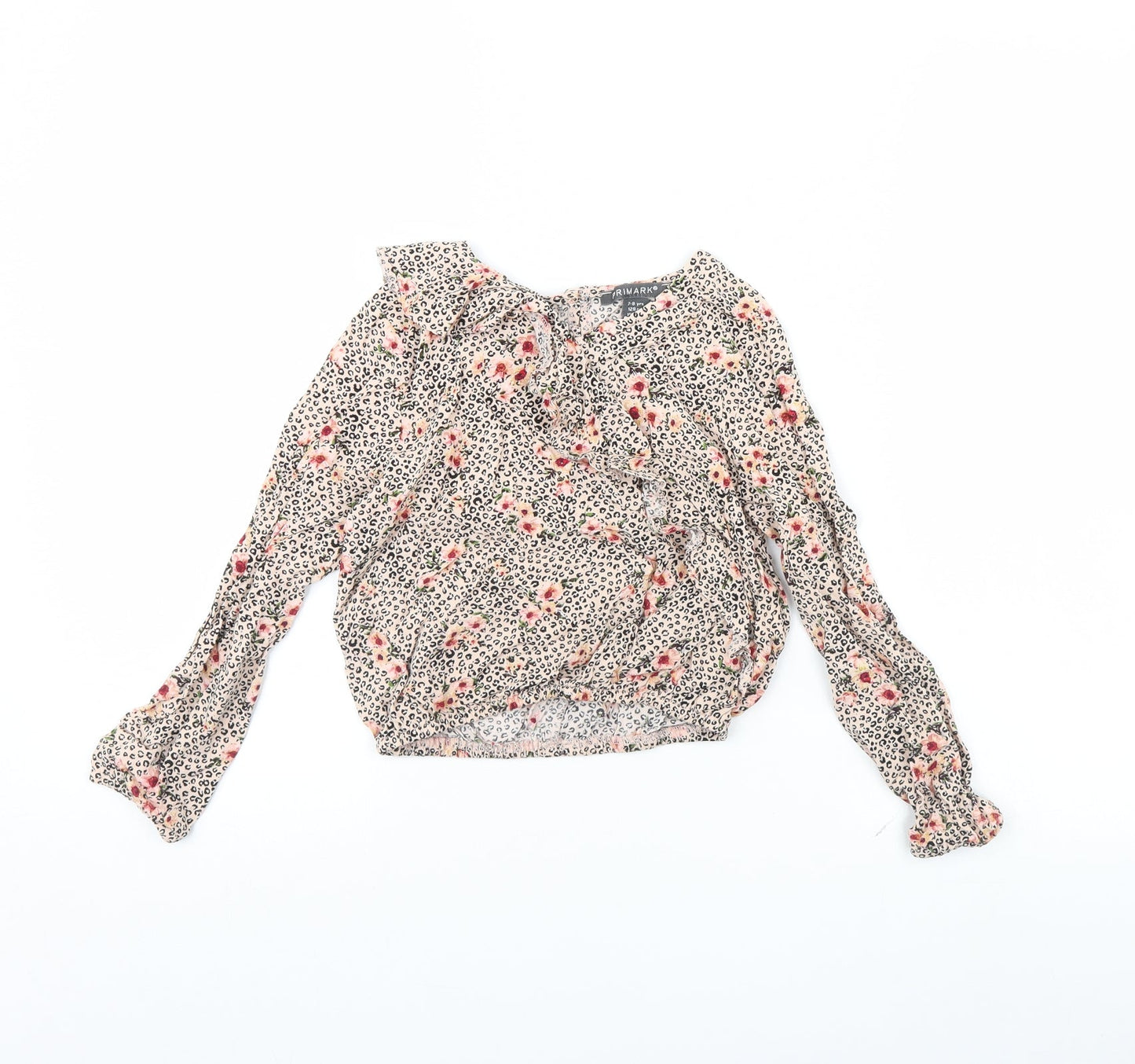 Primark Girls Pink Animal Print  Basic Blouse Size 7 Years
