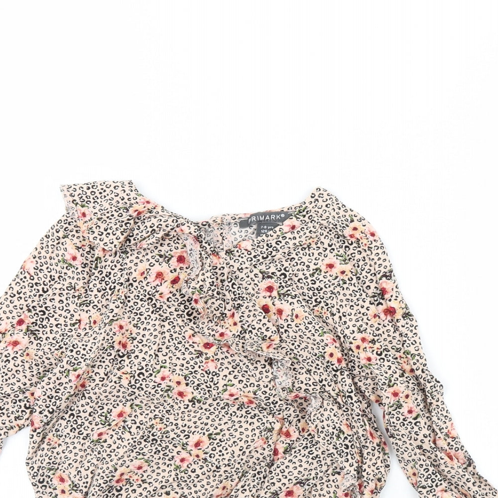 Primark Girls Pink Animal Print  Basic Blouse Size 7 Years