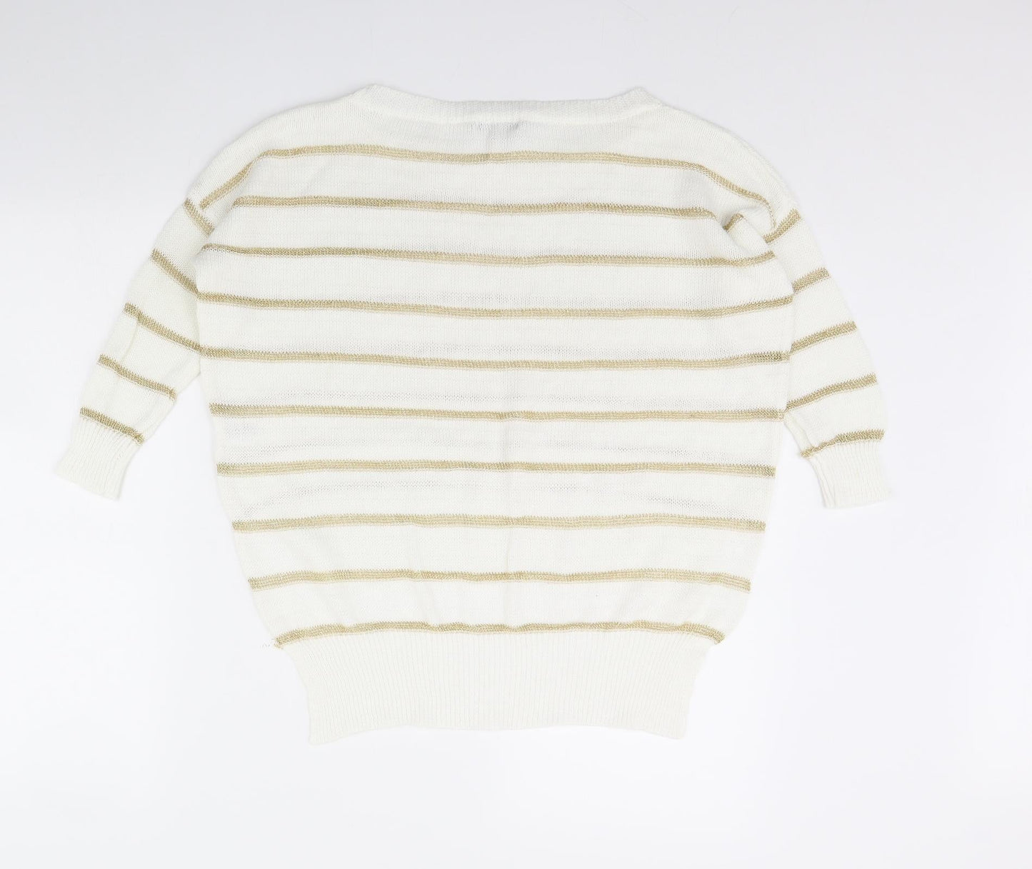 Alice & You Womens White Striped  Pullover Jumper Size 8