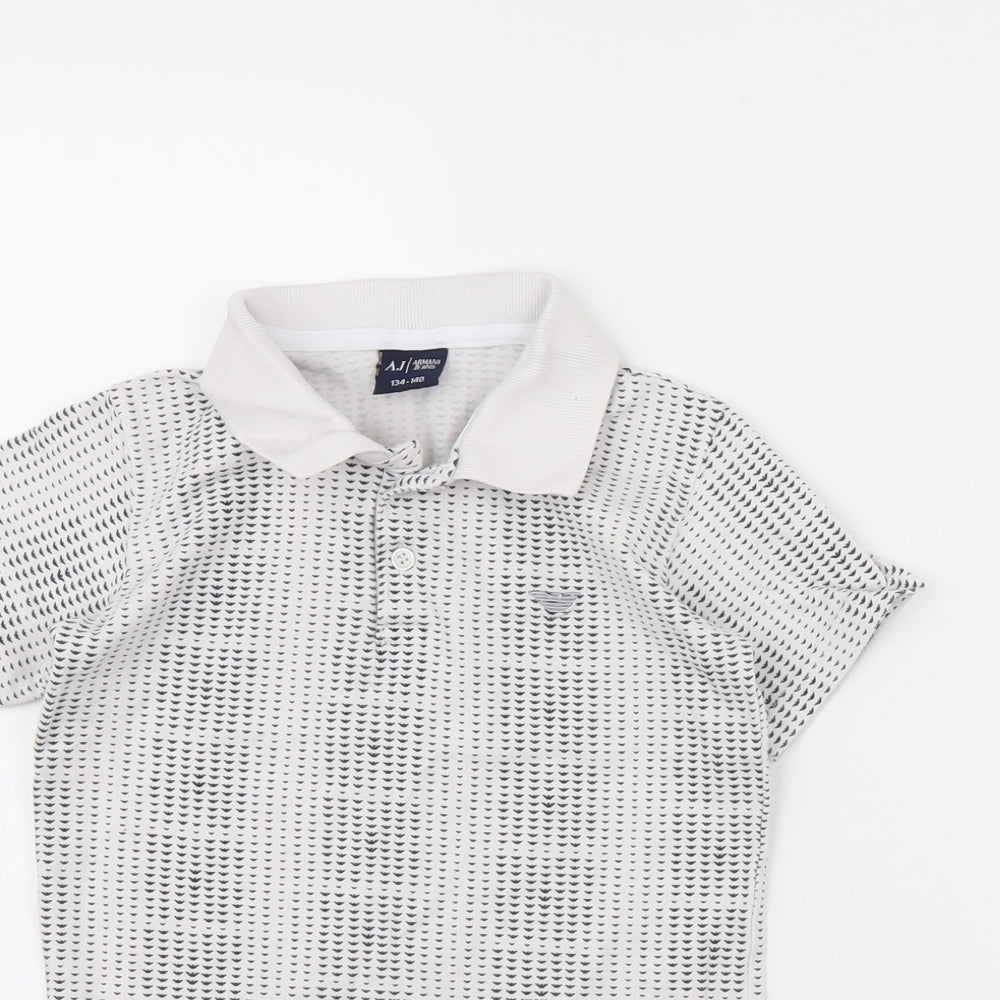 AJ Jeans Boys White Polka Dot  Basic Polo Size 9 Years