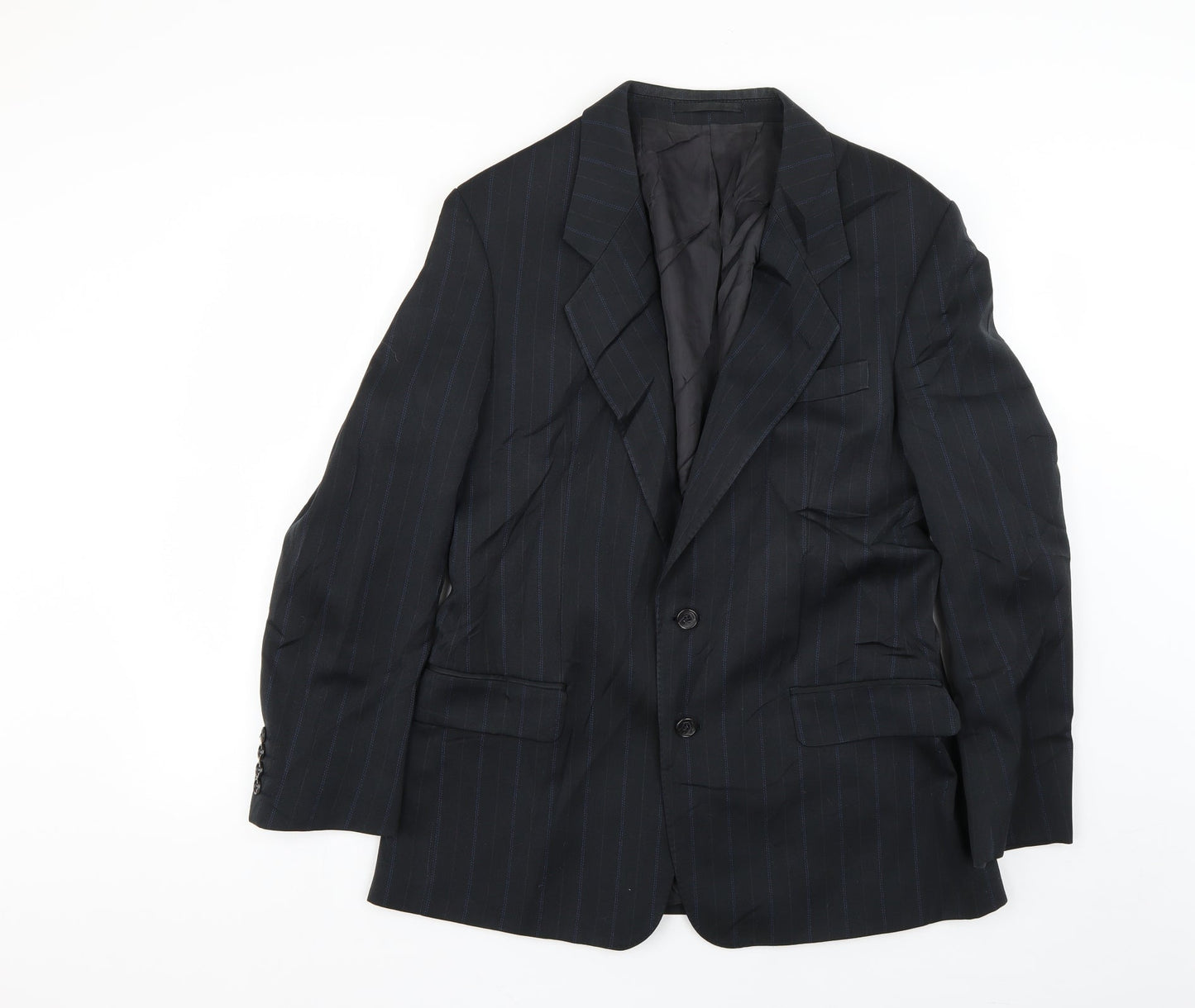 monarch Mens Blue Striped  Jacket Suit Jacket Size 34