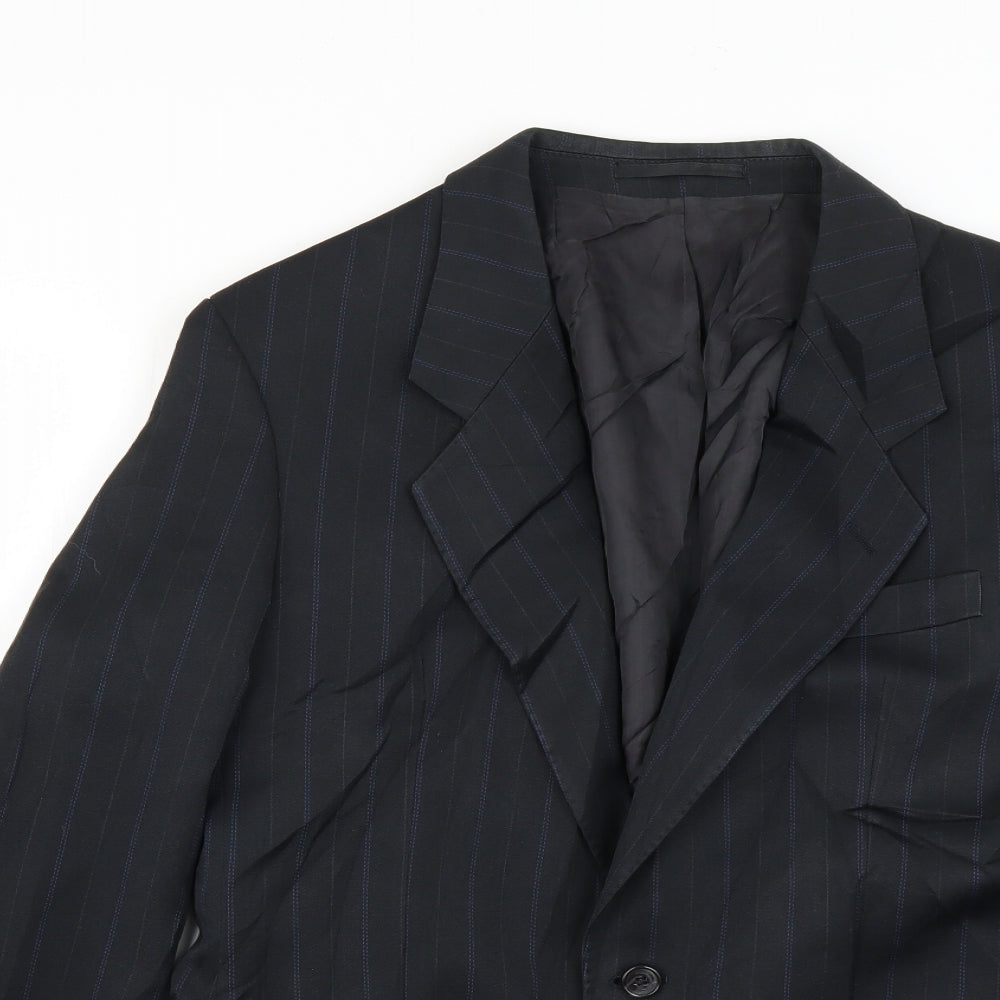 monarch Mens Blue Striped  Jacket Suit Jacket Size 34