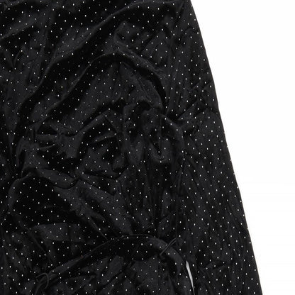 Preloved Missguided Womens Black Polka Dot  Wrap Dress  Size 10 - Label