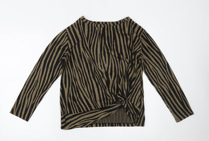 Preloved F&F Womens Black Animal Print  Basic Blouse Size 12 - Front