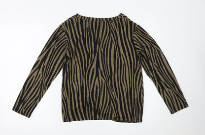 Preloved F&F Womens Black Animal Print  Basic Blouse Size 12 - Back