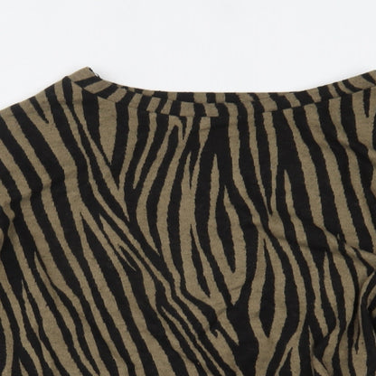 Preloved F&F Womens Black Animal Print  Basic Blouse Size 12 - Detail