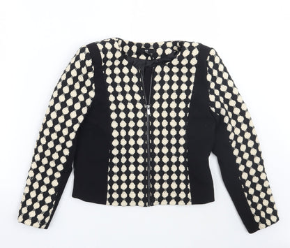 H&M Womens Black Geometric  Jacket Coat Size 6