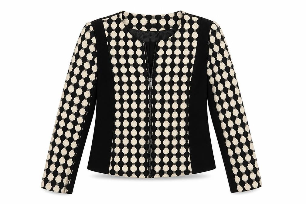 H&M Womens Black Geometric  Jacket Coat Size 6