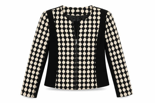 H&M Womens Black Geometric  Jacket Coat Size 6