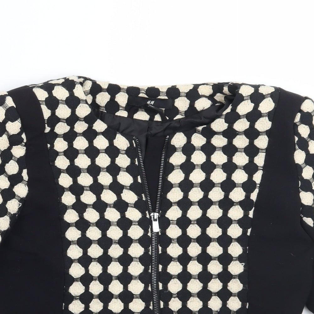 H&M Womens Black Geometric  Jacket Coat Size 6