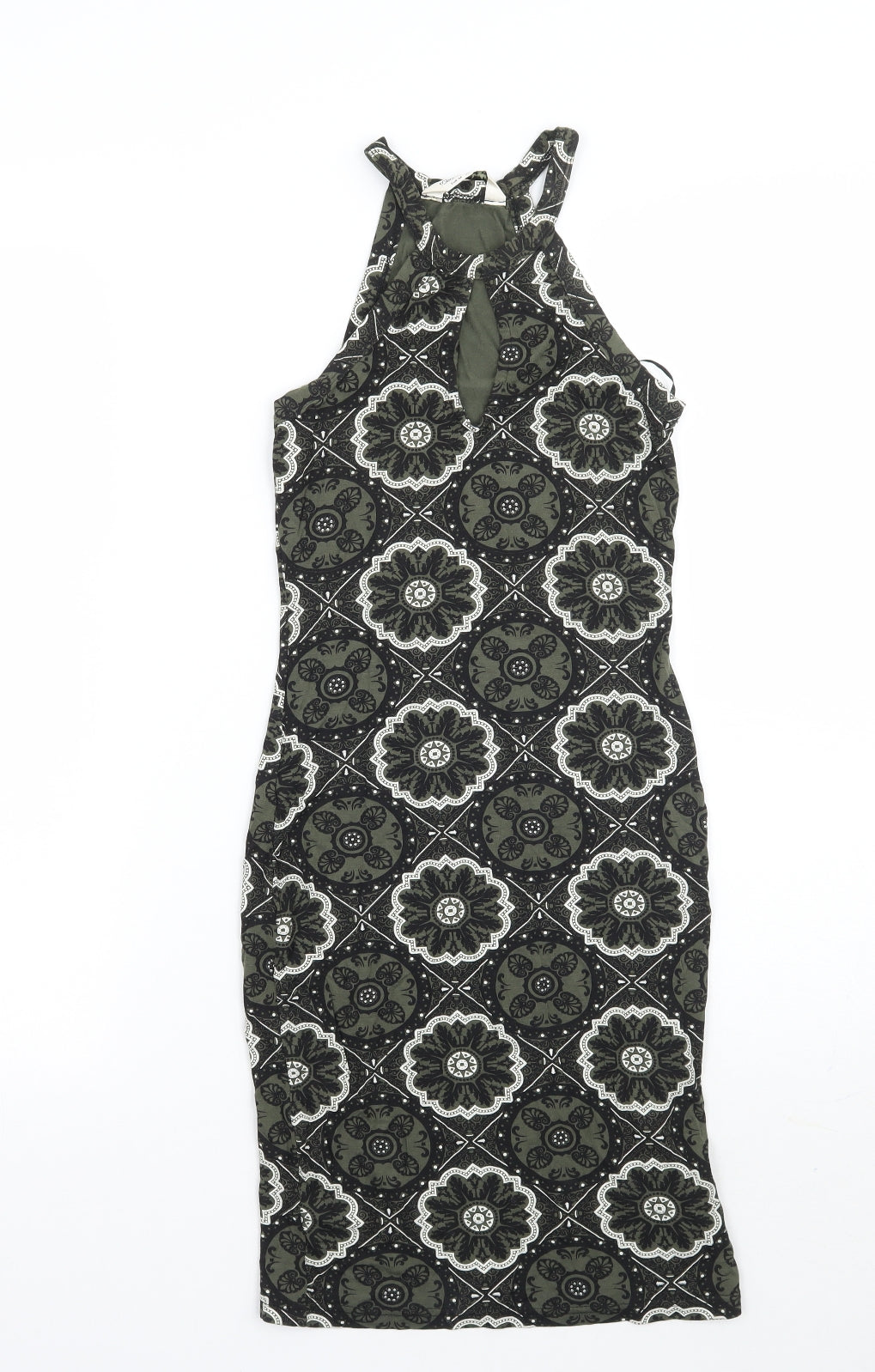 Miss Selfridge Womens Green Paisley  A-Line  Size 6