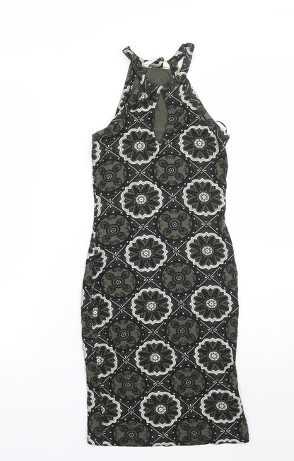 Miss Selfridge Womens Green Paisley  A-Line  Size 6