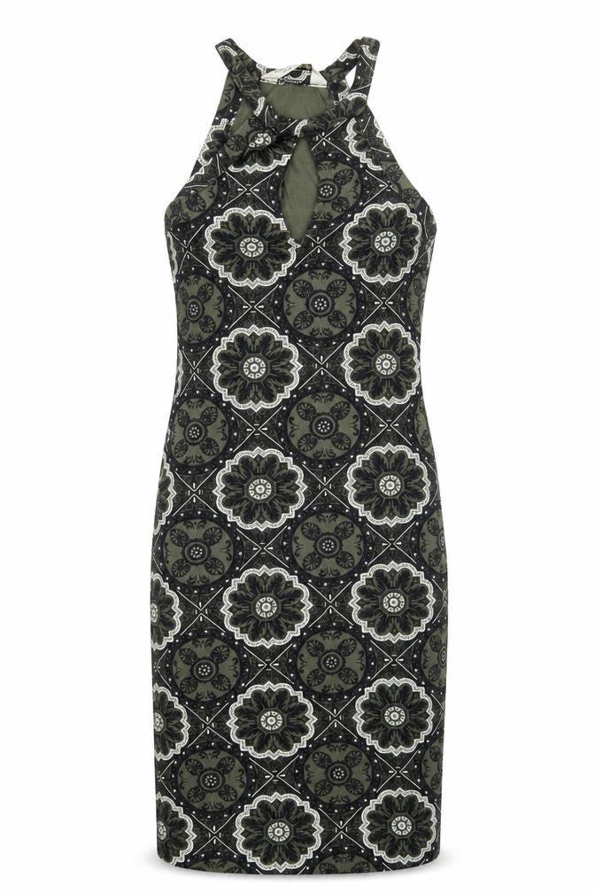 Miss Selfridge Womens Green Paisley  A-Line  Size 6