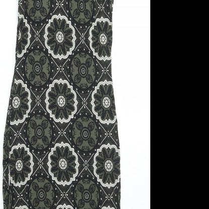 Miss Selfridge Womens Green Paisley  A-Line  Size 6
