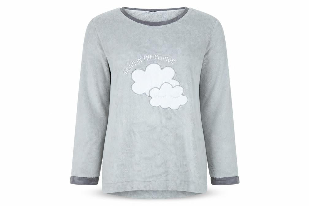 Avenue Womens Grey Solid  Top Pyjama Top Size M