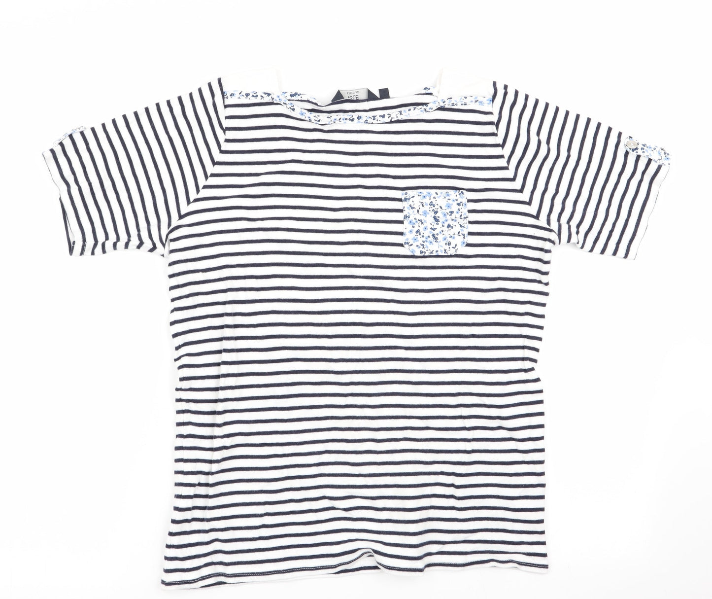 ISLE Essentials Womens Blue Striped  Basic T-Shirt Size 14