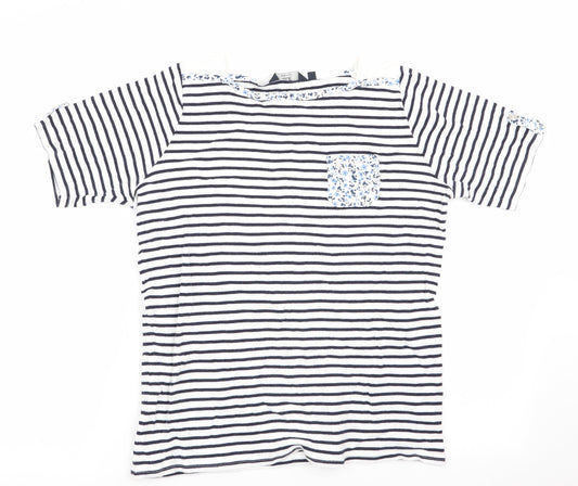 ISLE Essentials Womens Blue Striped  Basic T-Shirt Size 14