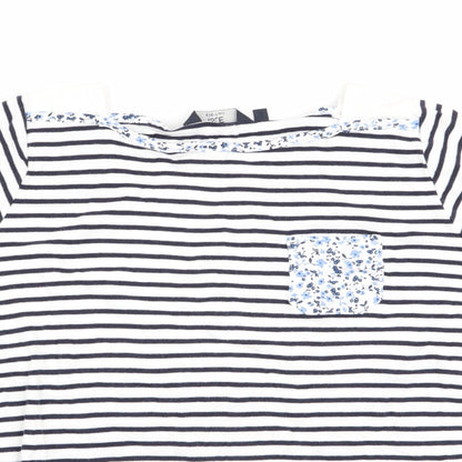 ISLE Essentials Womens Blue Striped  Basic T-Shirt Size 14