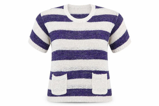 Tu Womens Blue Striped  Pullover Jumper Size 10  - Sequins all over