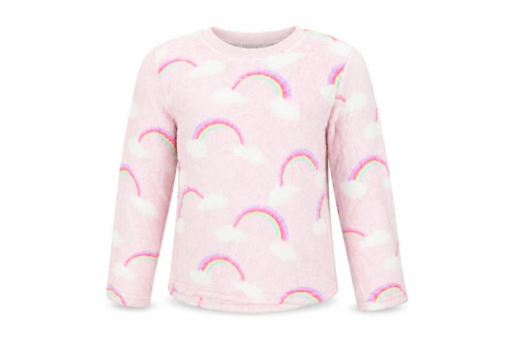 F&F Girls Pink Pinstripe  Top Pyjama Top Size 6-7 Years  - Rainbow