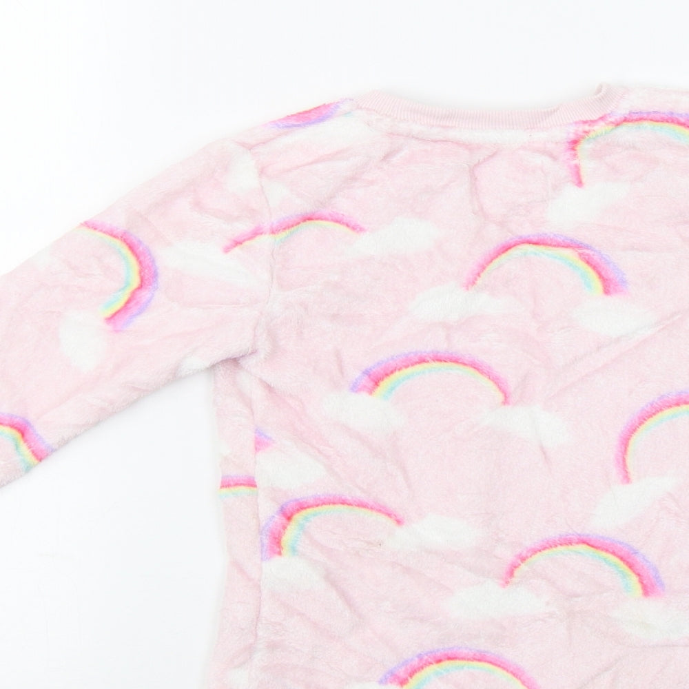 F&F Girls Pink Pinstripe  Top Pyjama Top Size 6-7 Years  - Rainbow